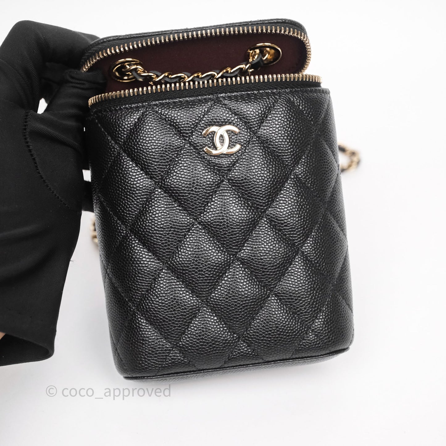Chanel Classic Mini Vanity With Chain Black Caviar Gold Hardware