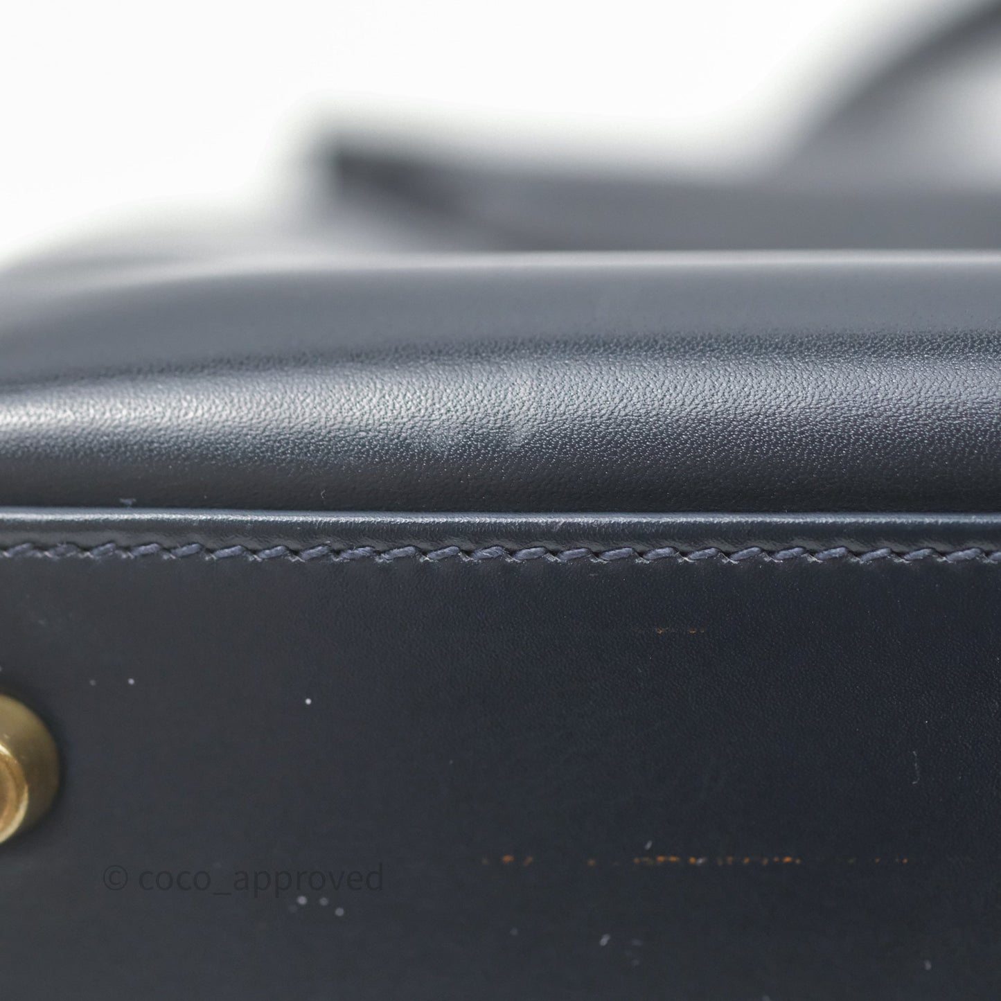 Hermès Vintage Kelly 28 Retourn Navy Box Leather Gold Hardware
