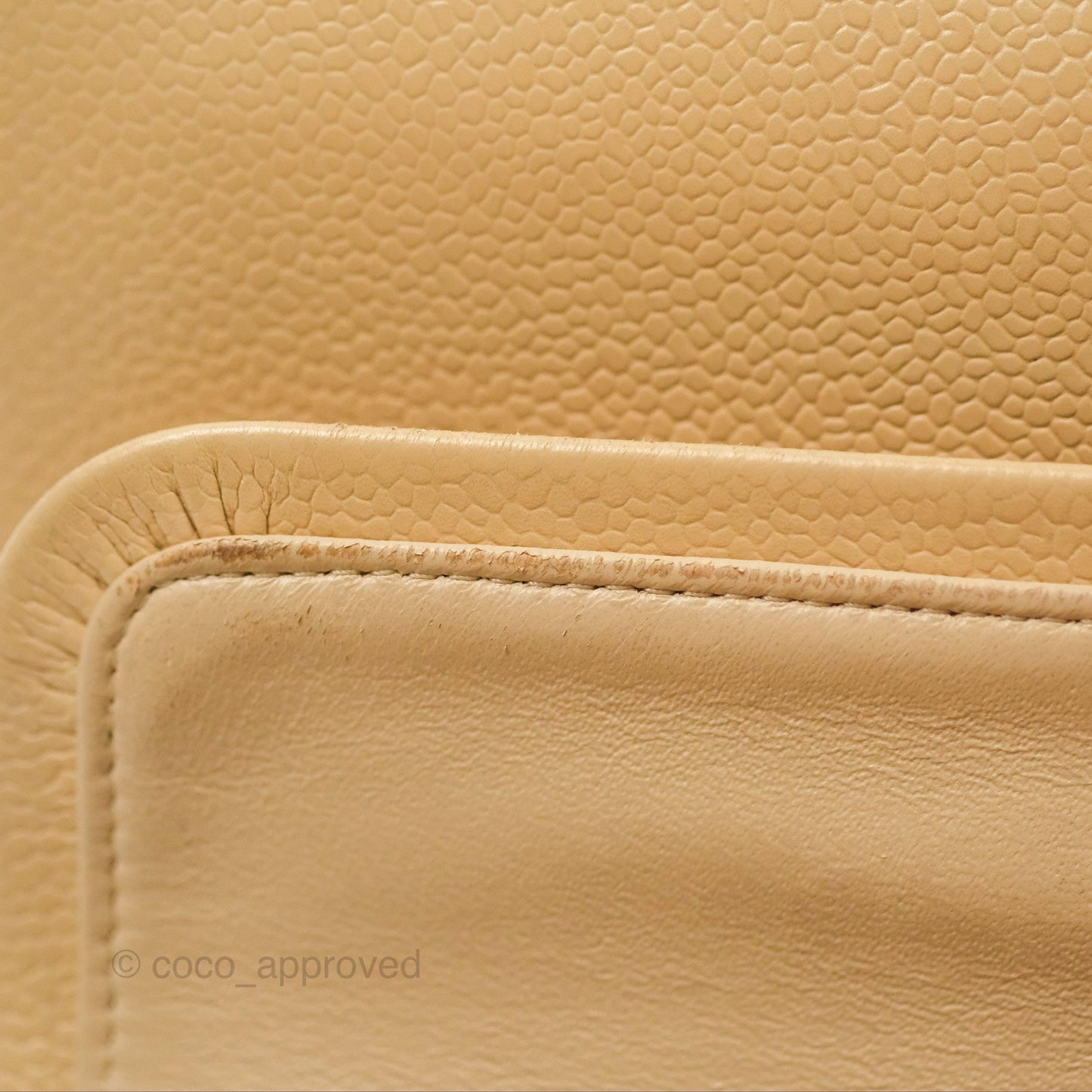 Chanel Classic M/L Medium Flap Quilted Beige Caviar Silver Hardware
