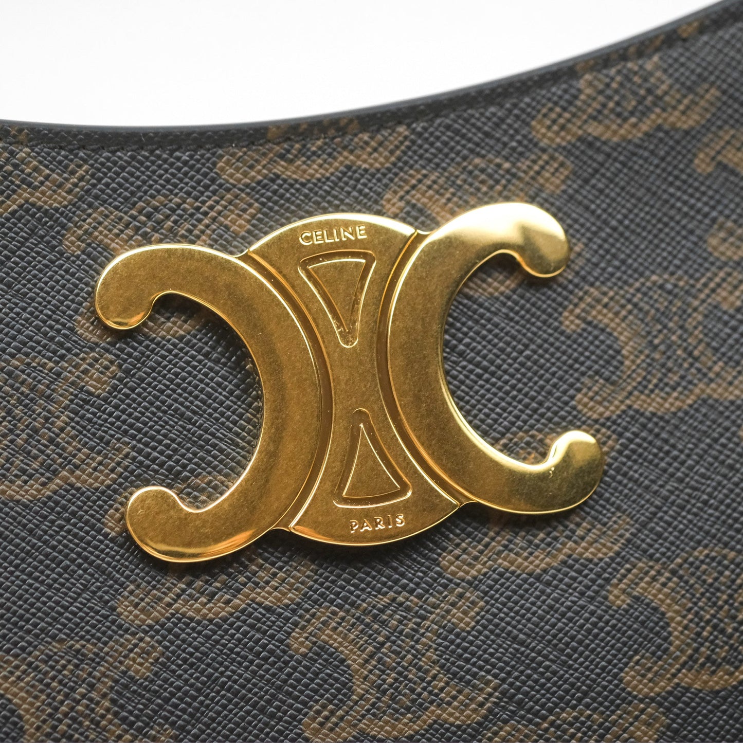 Celine Medium Tilly Bag In Triomphe Canvas and Calfskin Tan