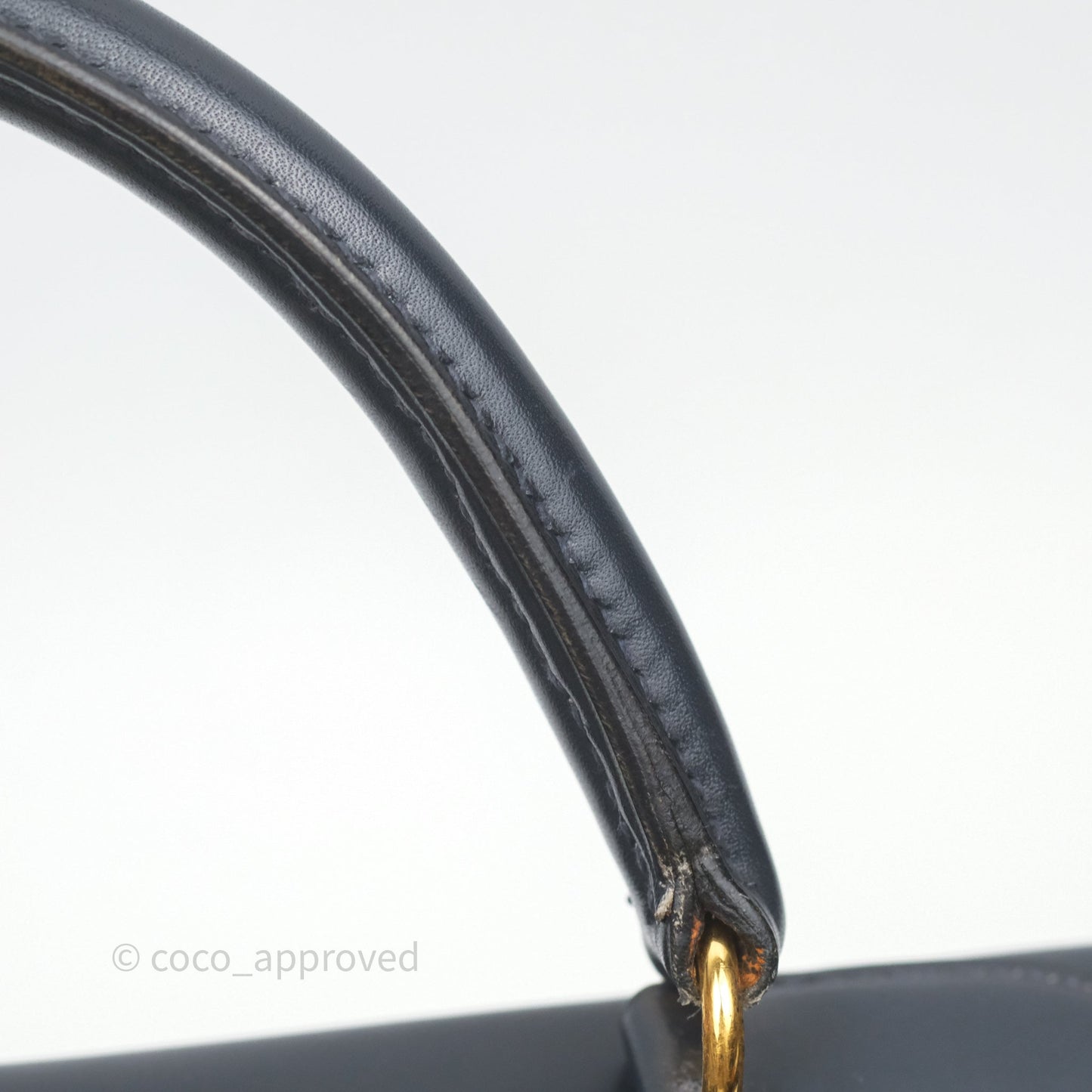 Hermès Vintage Kelly 28 Retourn Navy Box Leather Gold Hardware
