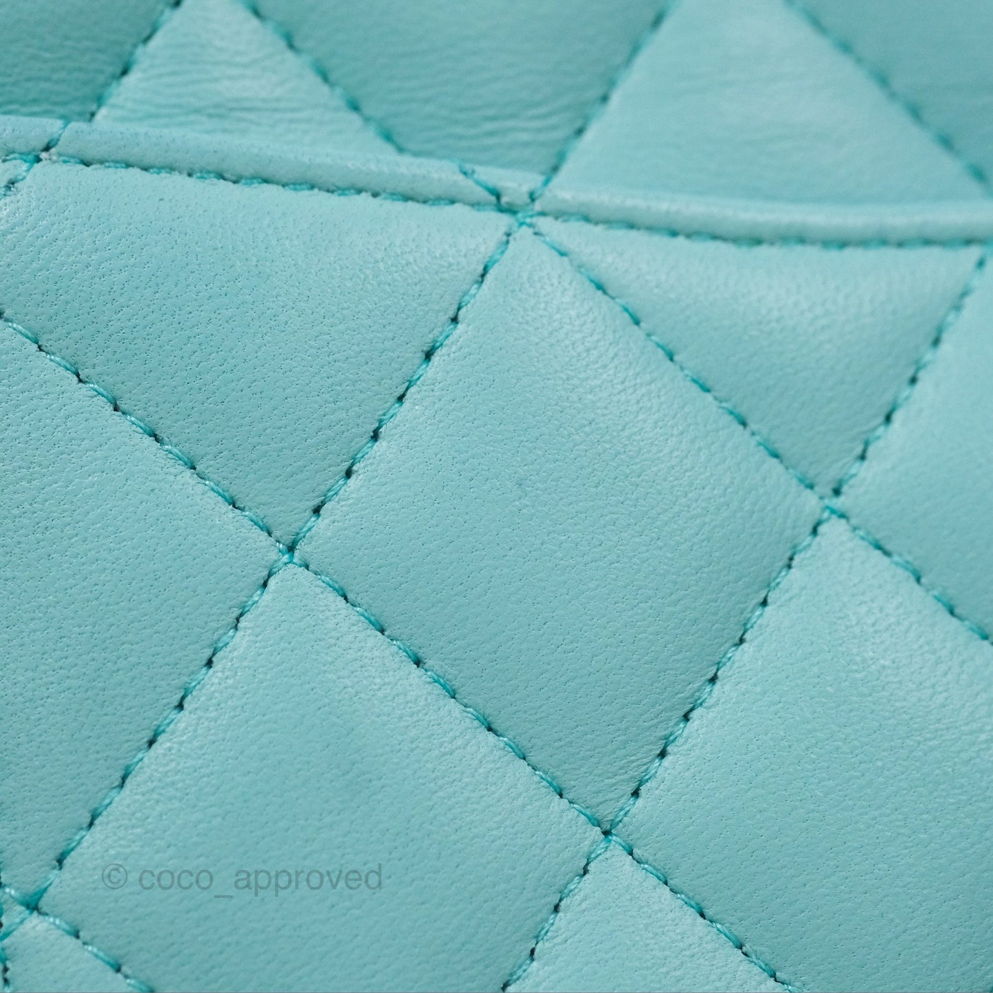 Chanel Quilted Mini Rectangular Flap Tiffany Blue Lambskin Silver Hardware