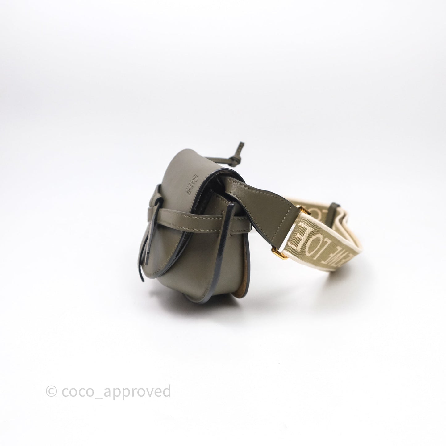 Loewe Mini Gate Dual Bag Soft Calfskin & Jacquard Strap Autumn Green