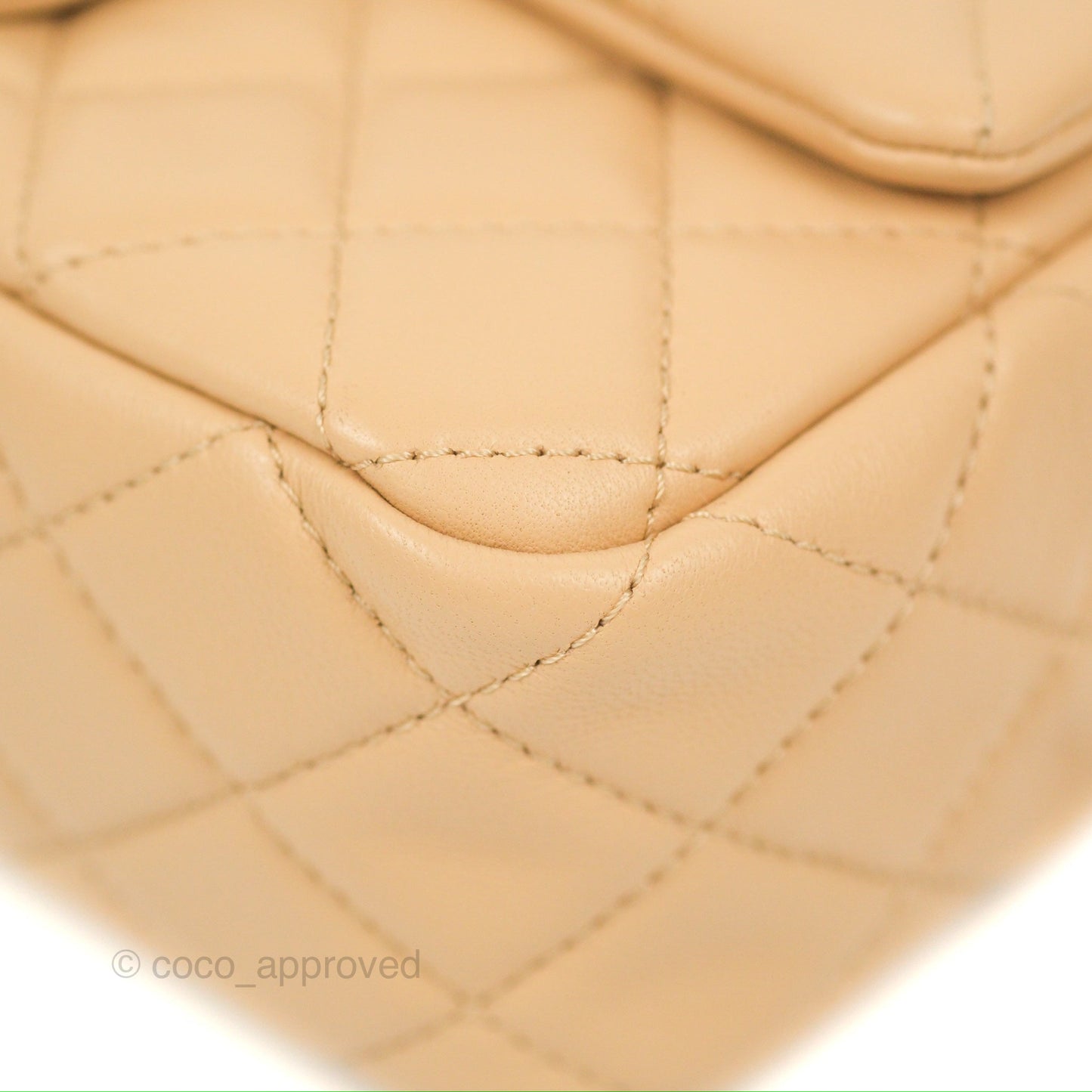 Chanel Mini Rectangular Pearl Crush Beige Lambskin Aged Gold Hardware