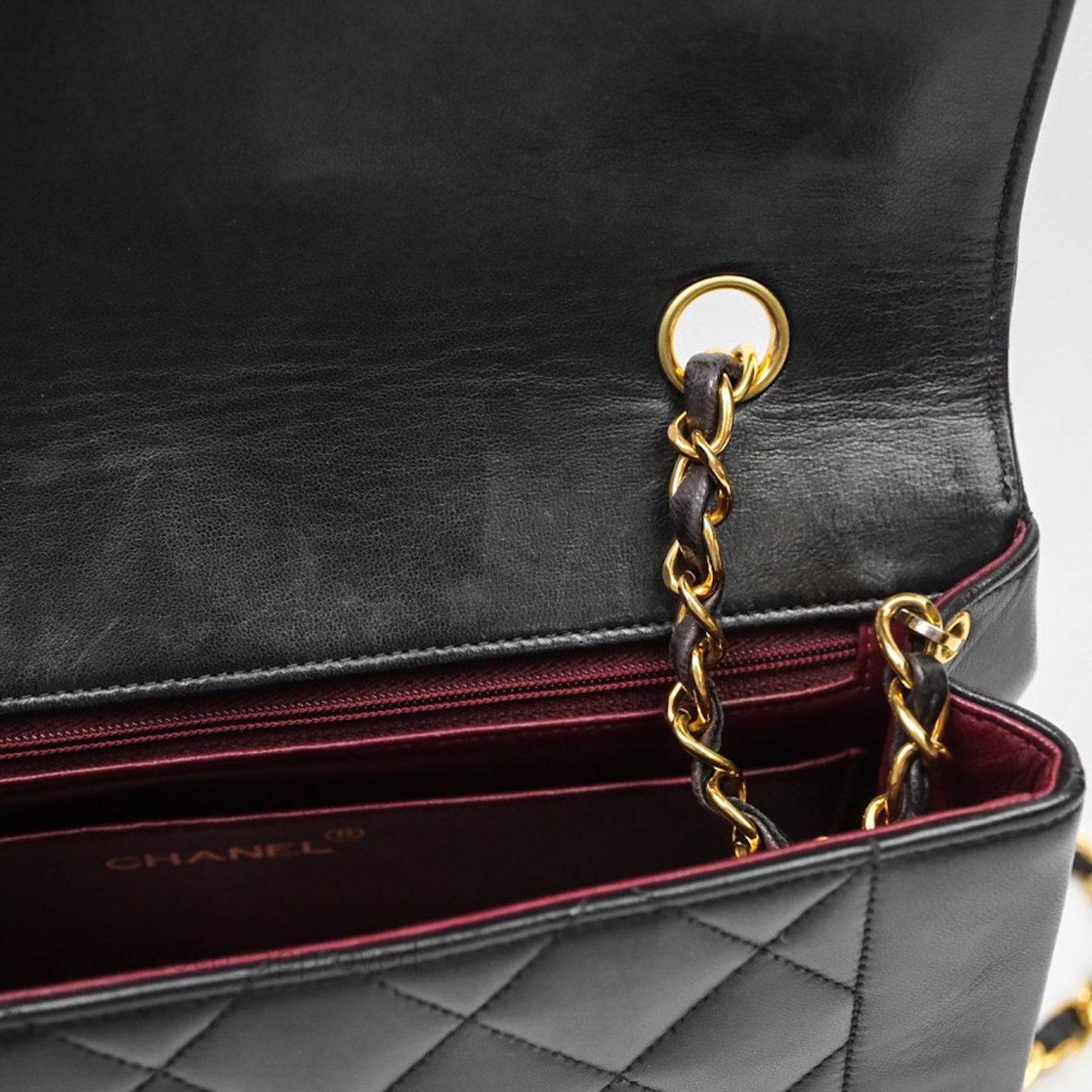 Chanel Vintage Medium Classic Diana Flap Bag Black Lambskin 24K Gold Hardware