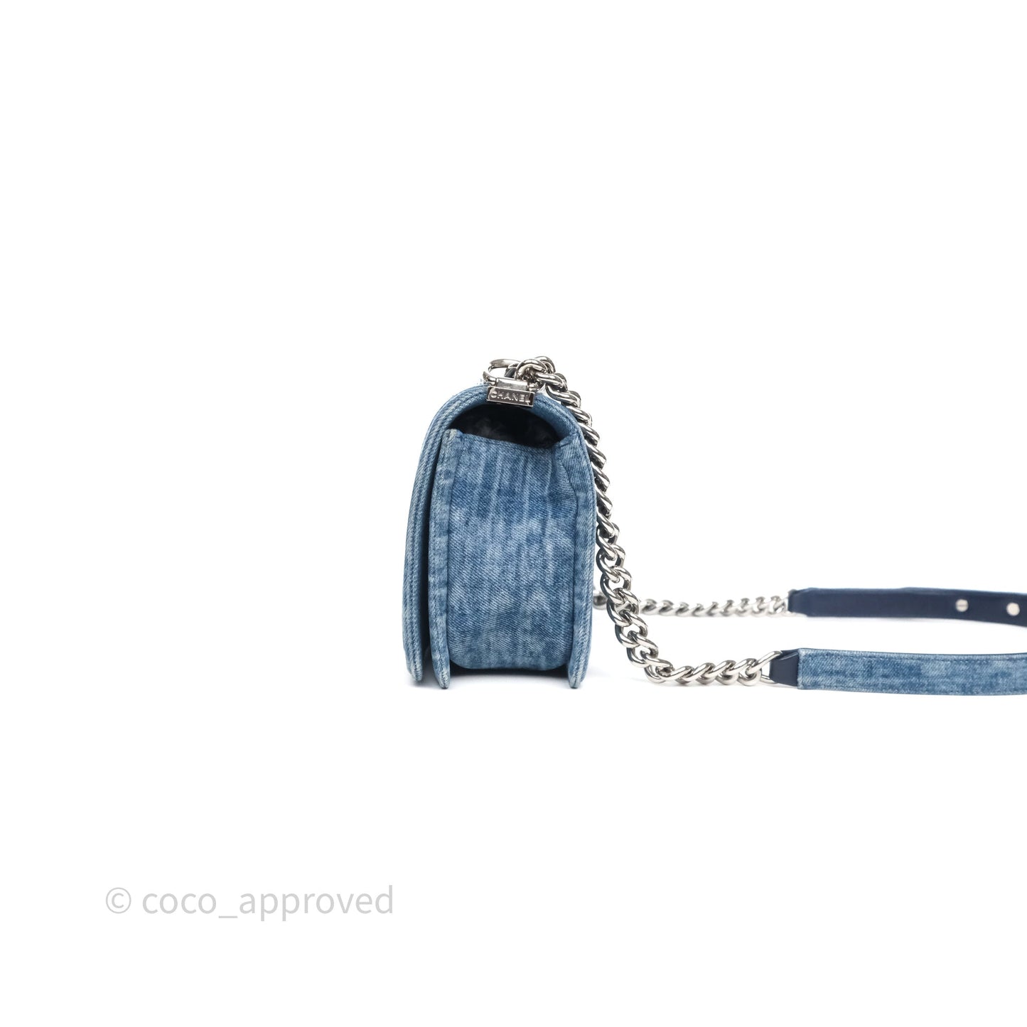 Chanel Medium Boy Blue Denim Tweed Silver Hardware