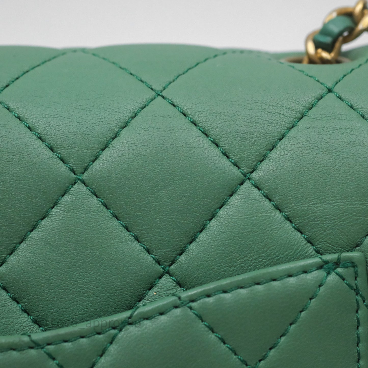 Chanel Pearl Crush Mini Square Quilted Green Lambskin Aged Gold Hardware