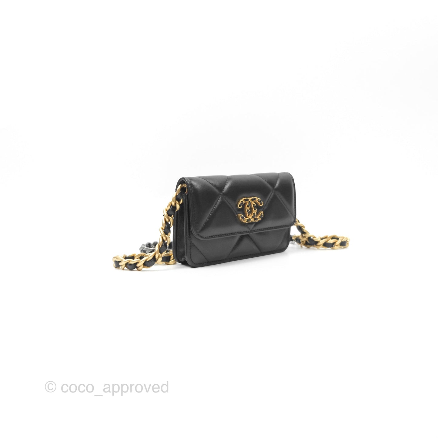 Chanel 19 Clutch With Chain Black Lambskin Mixed Hardware