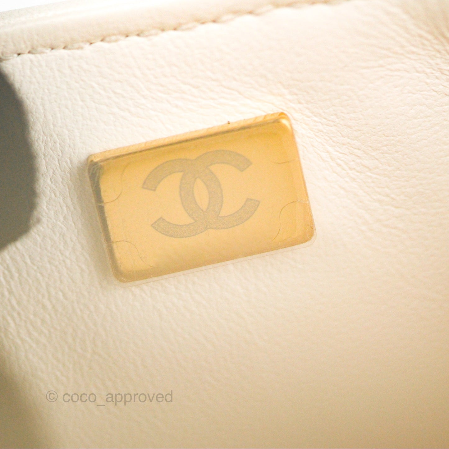 Chanel Mini Flap Bag with Coco Heart Chain White Lambskin Aged Gold Hardware