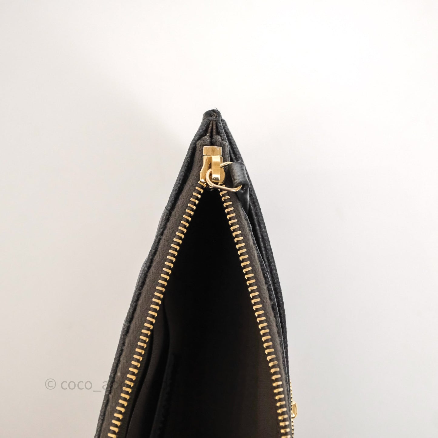 Chanel Chevron Zip Long Wallet Grey Caviar Gold Hardware