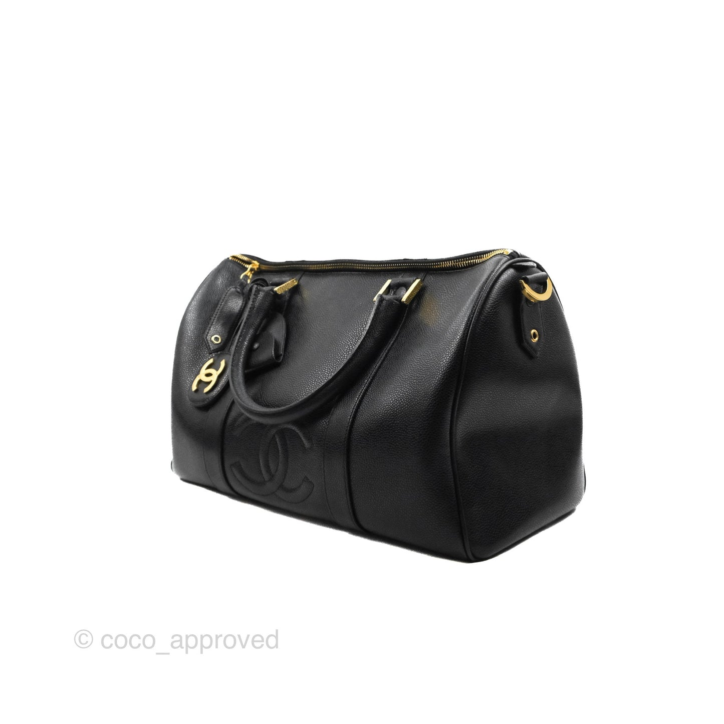 Chanel Vintage Boston Bag Black Caviar Gold Hardware