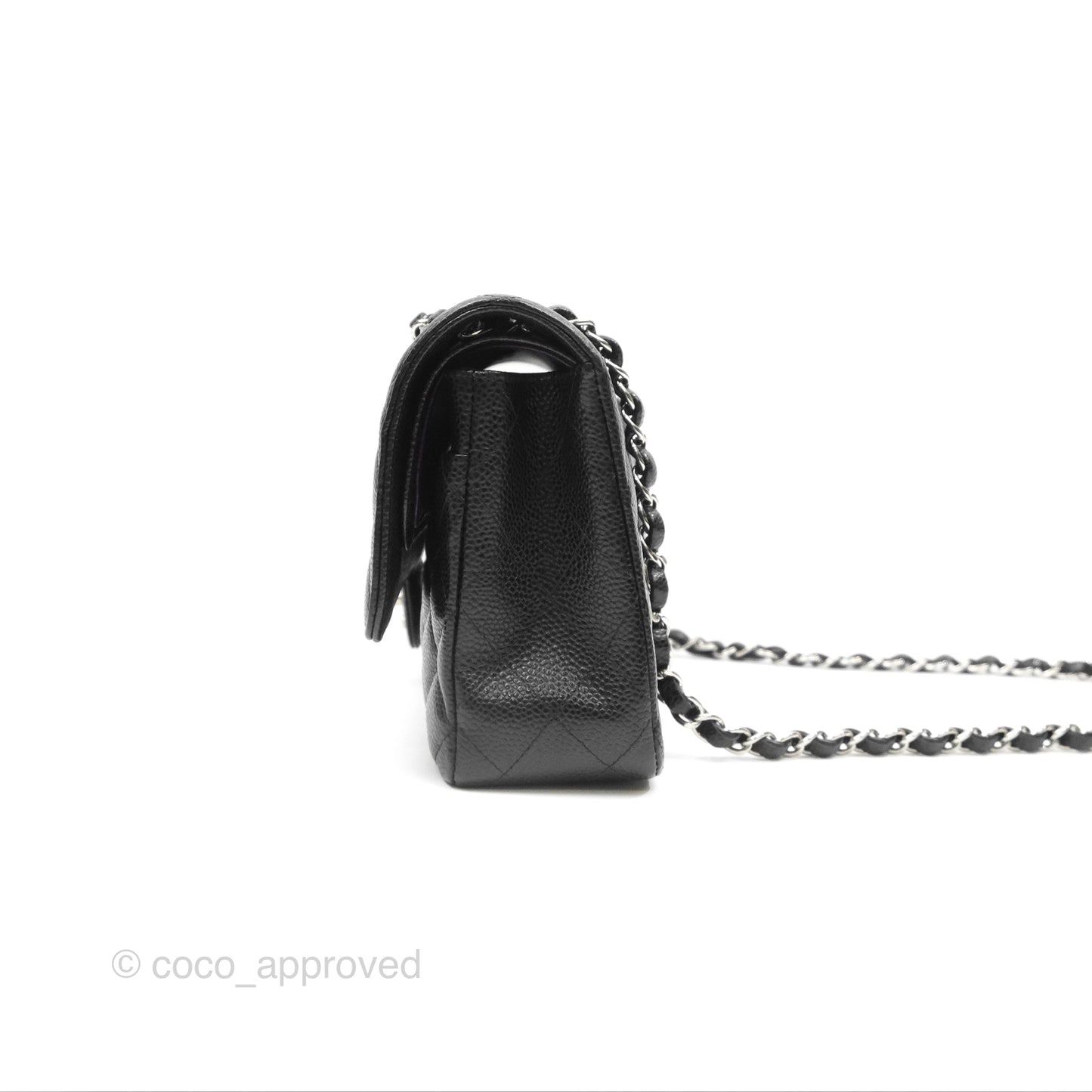 Chanel Classic M/L Medium Flap Quilted Black Caviar Silver Hardware