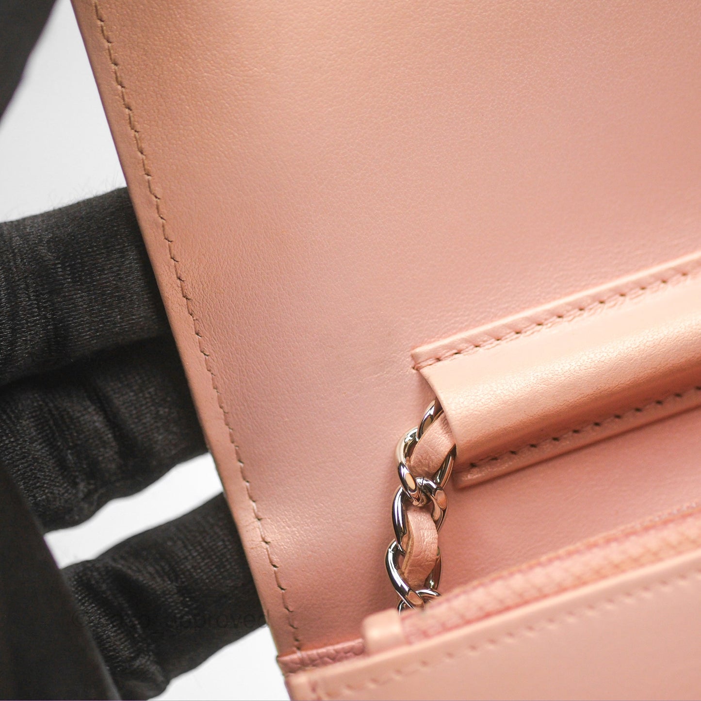 Chanel Mademoiselle Wallet On Chain WOC Chevron Iridescent Pink Caviar Silver Hardware