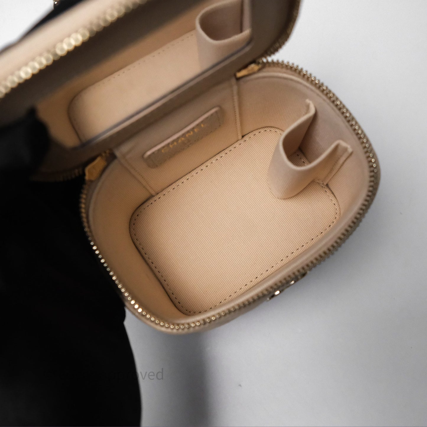 Chanel Mini Vanity With CC Chain Beige Caviar Gold Hardware
