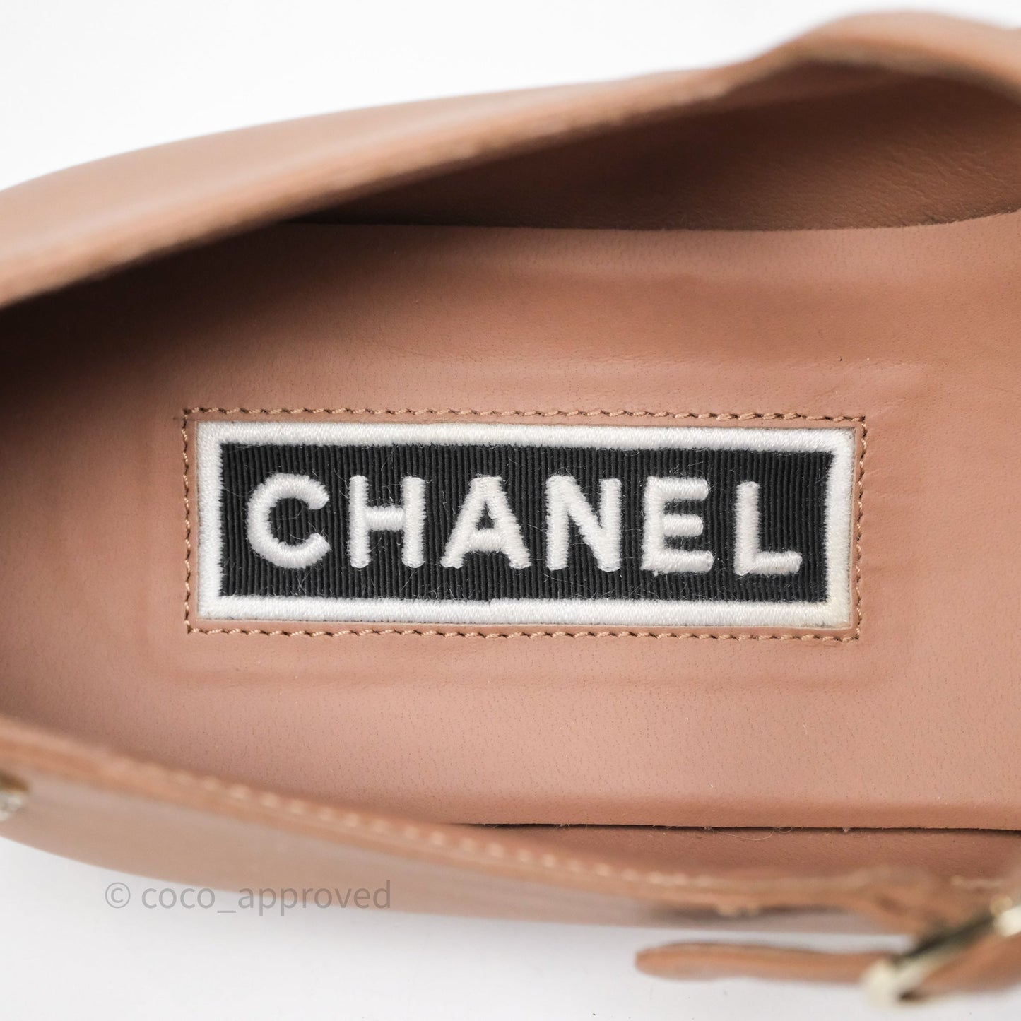 Chanel Crystal CC Flats Dark Beige/ Black Size 38.5
