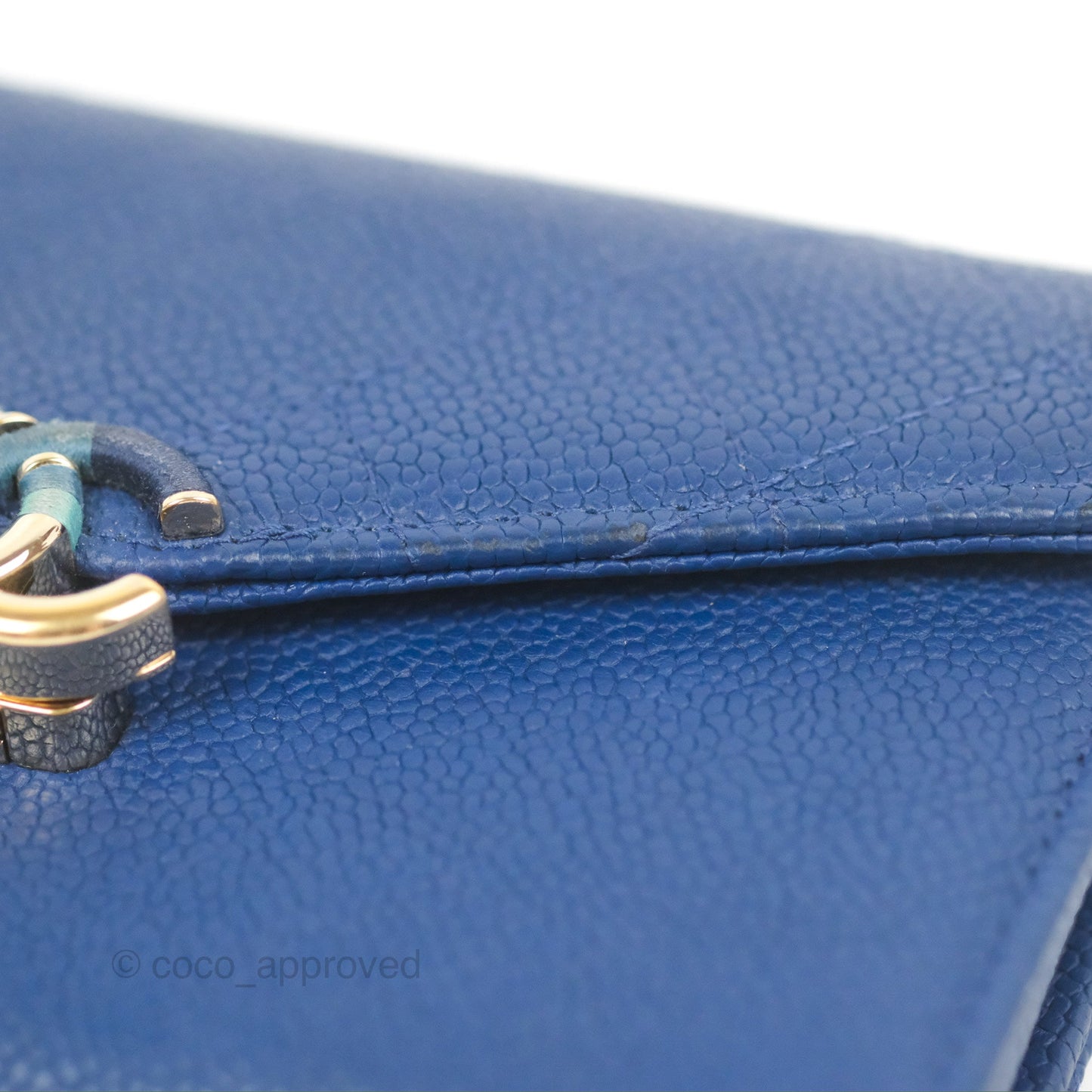 Chanel Quilted Medium Flap Wallet Blue Caviar Gold Hardware