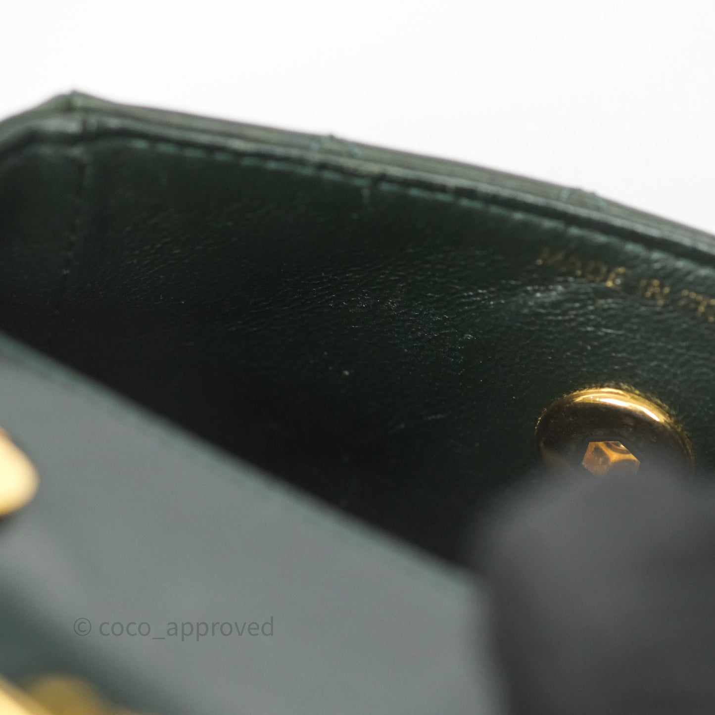 Chanel Vintage Mini Flap Bag Dark Green Lambskin Gold Hardware