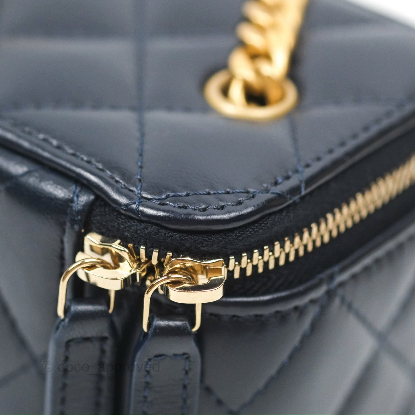 Chanel All Slide Vanity with Adjustable Chain Navy Lambskin Aged Gold Hardware