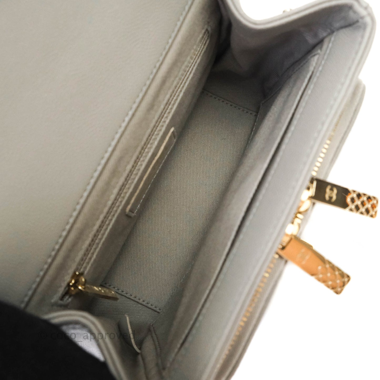 Chanel Quilted Small Business Affinity Flap Grey Caviar Gold Hardware