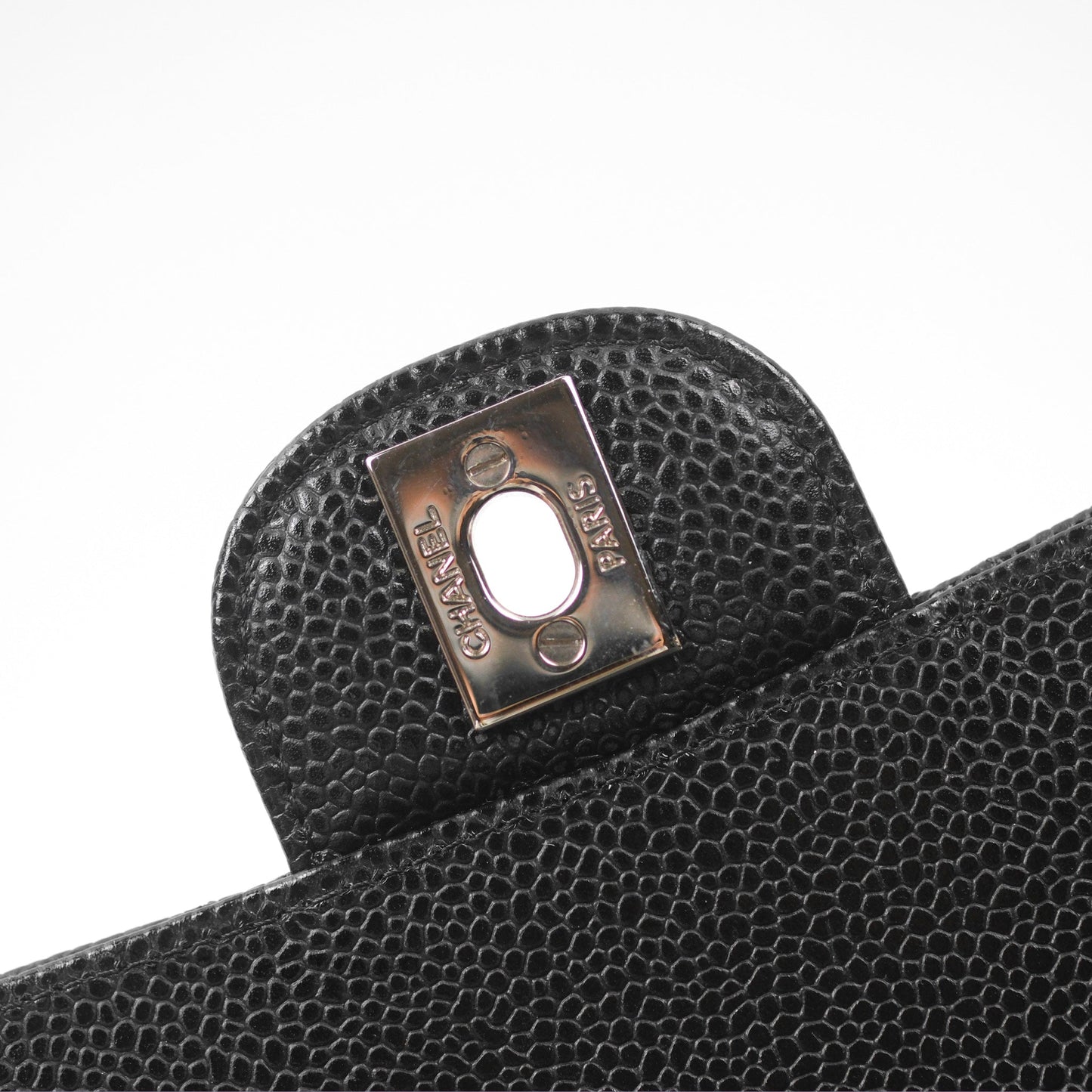 Chanel Classic M/L Medium Flap Quilted Black Caviar Silver Hardware