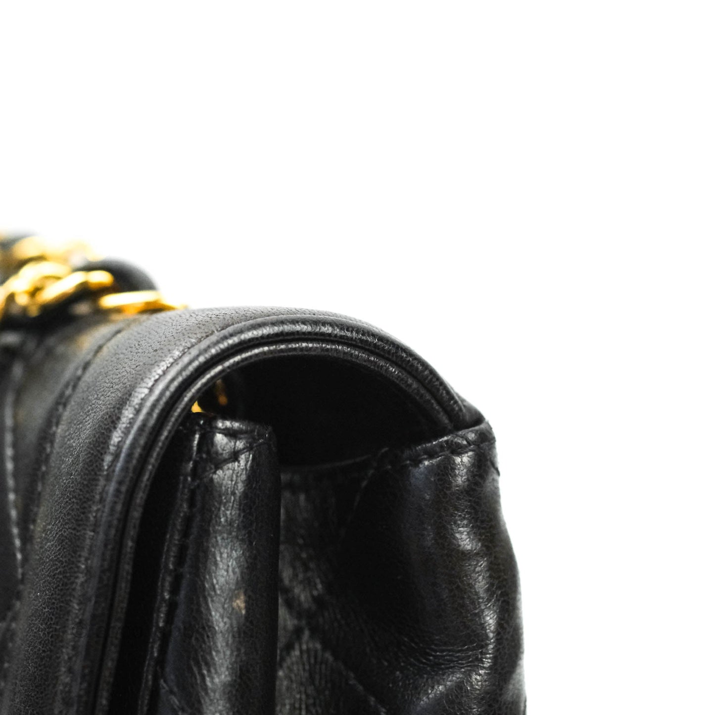 Chanel Vintage Quilted Medium Flap Bag Black Lambskin 24K Gold Hardware