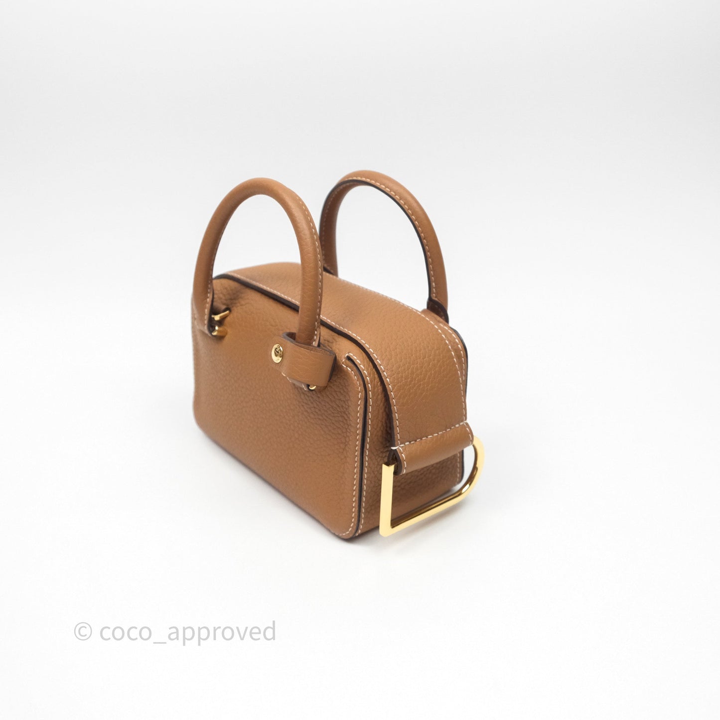 Delvaux Cool Box Nano Taurillon Soft Grained Calfskin Vegetal Ivory Gold Hardware