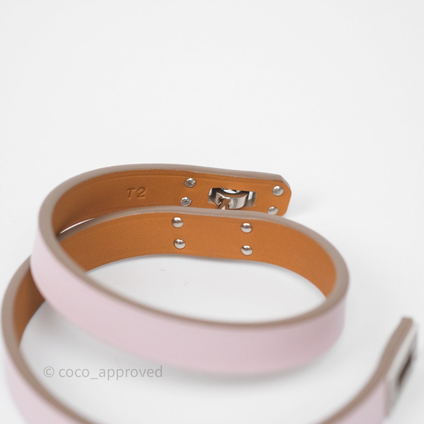 Hermès Kelly Double Tour Bracelet Mauve Pâle Swift Palladium Hardware