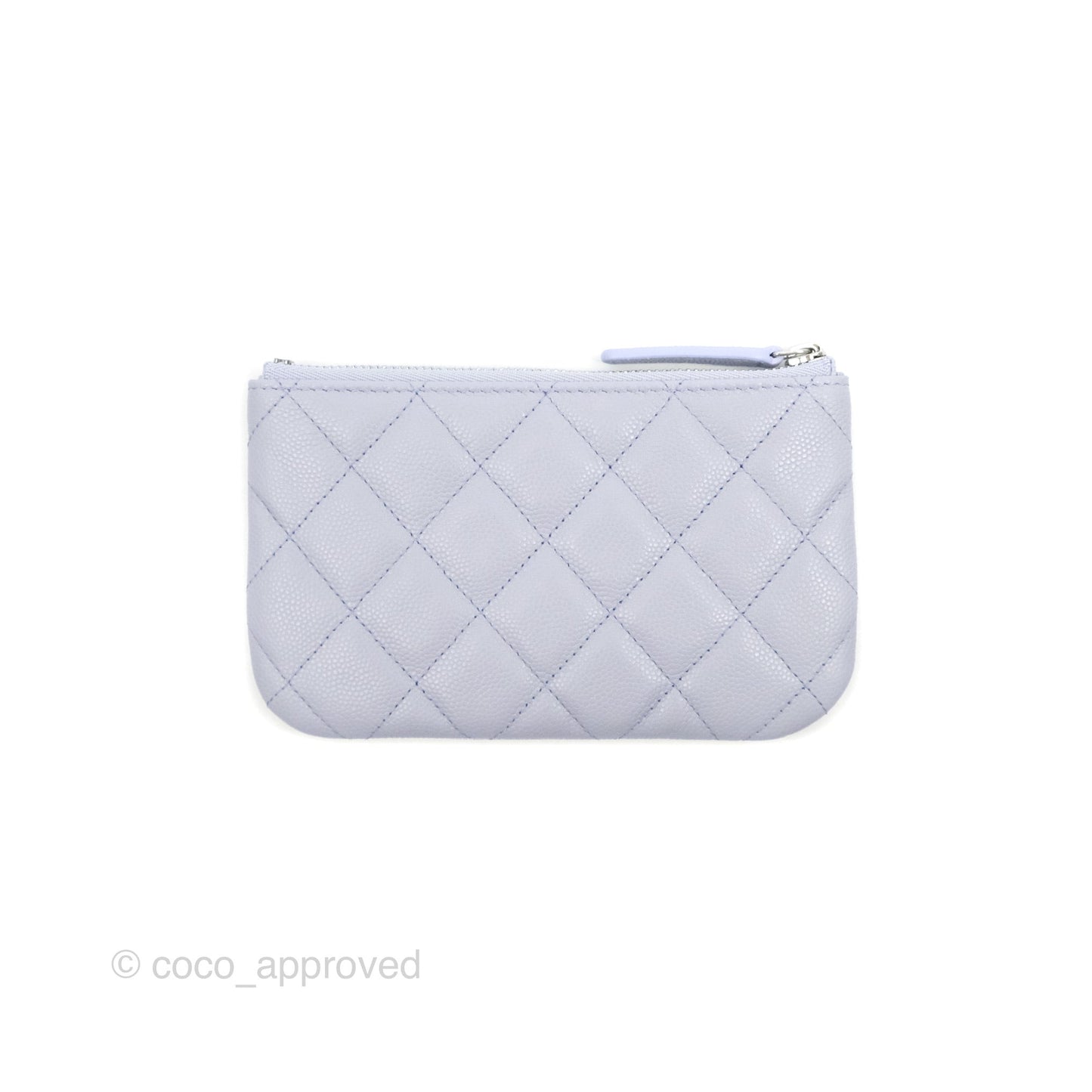 Chanel Classic Mini Quilted O Case Lilac Caviar Silver Hardware