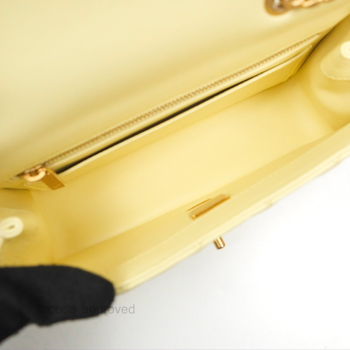 Chanel Mini Rectangular Flap with Camellia Adjustable Chain Yellow Lambskin Aged Gold Hardware 23S