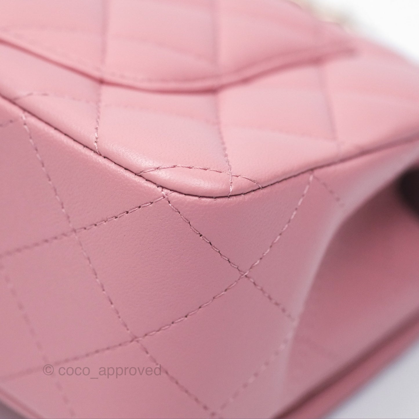 Chanel Top Handle Mini Rectangular Flap Bag Pink Lambskin Gold Hardware