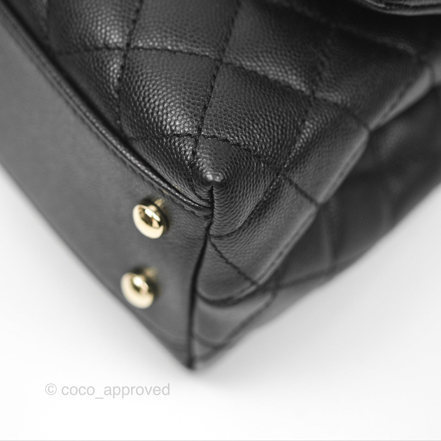 Chanel Small Quilted Coco Handle Black Caviar Gold Hardware