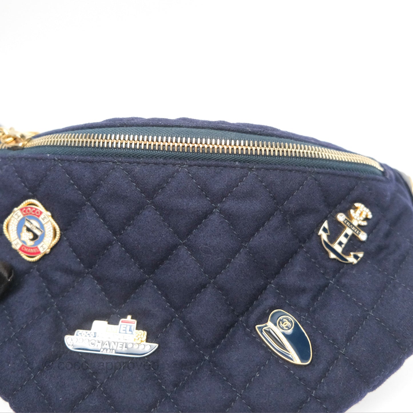 Chanel Paris Hamburg Charms Belt Bag Navy Wool Lambskin