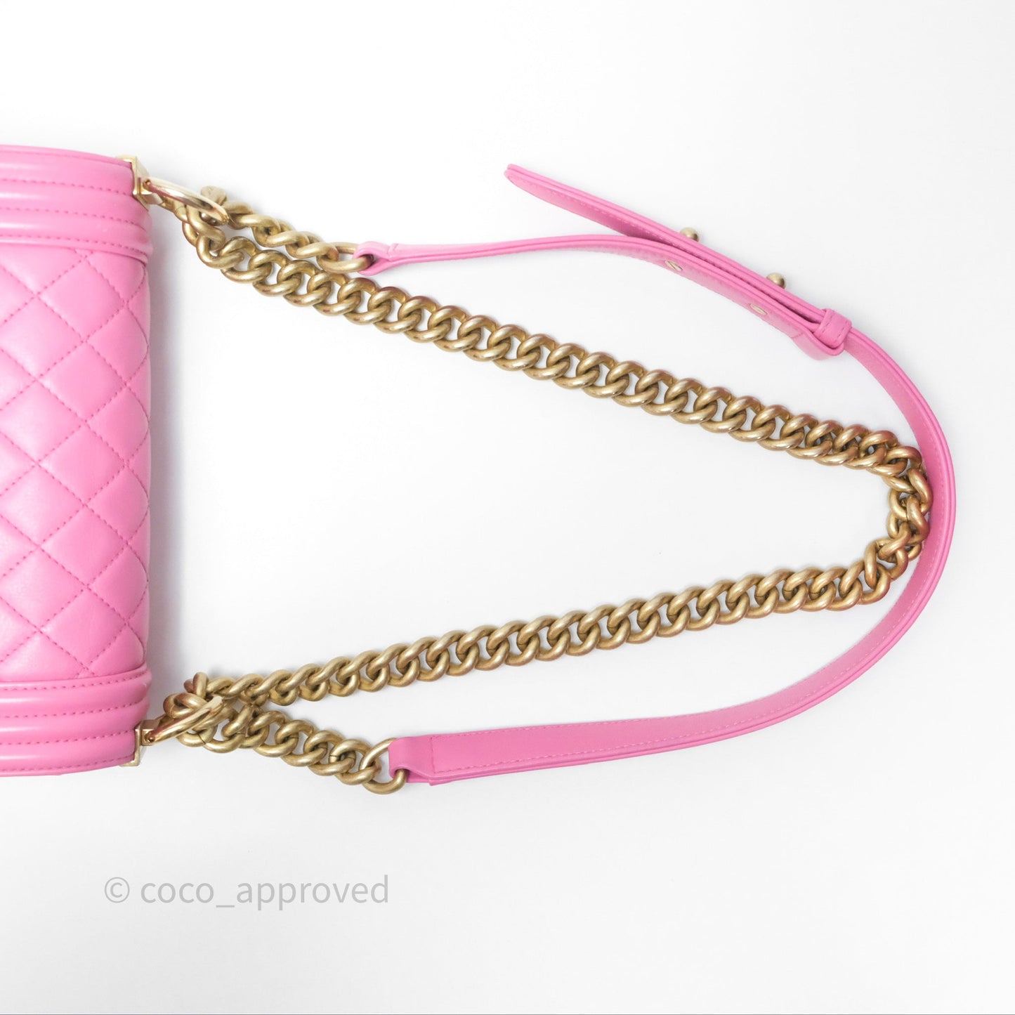 Chanel Small Boy Pink Calfskin Aged Gold Hardware