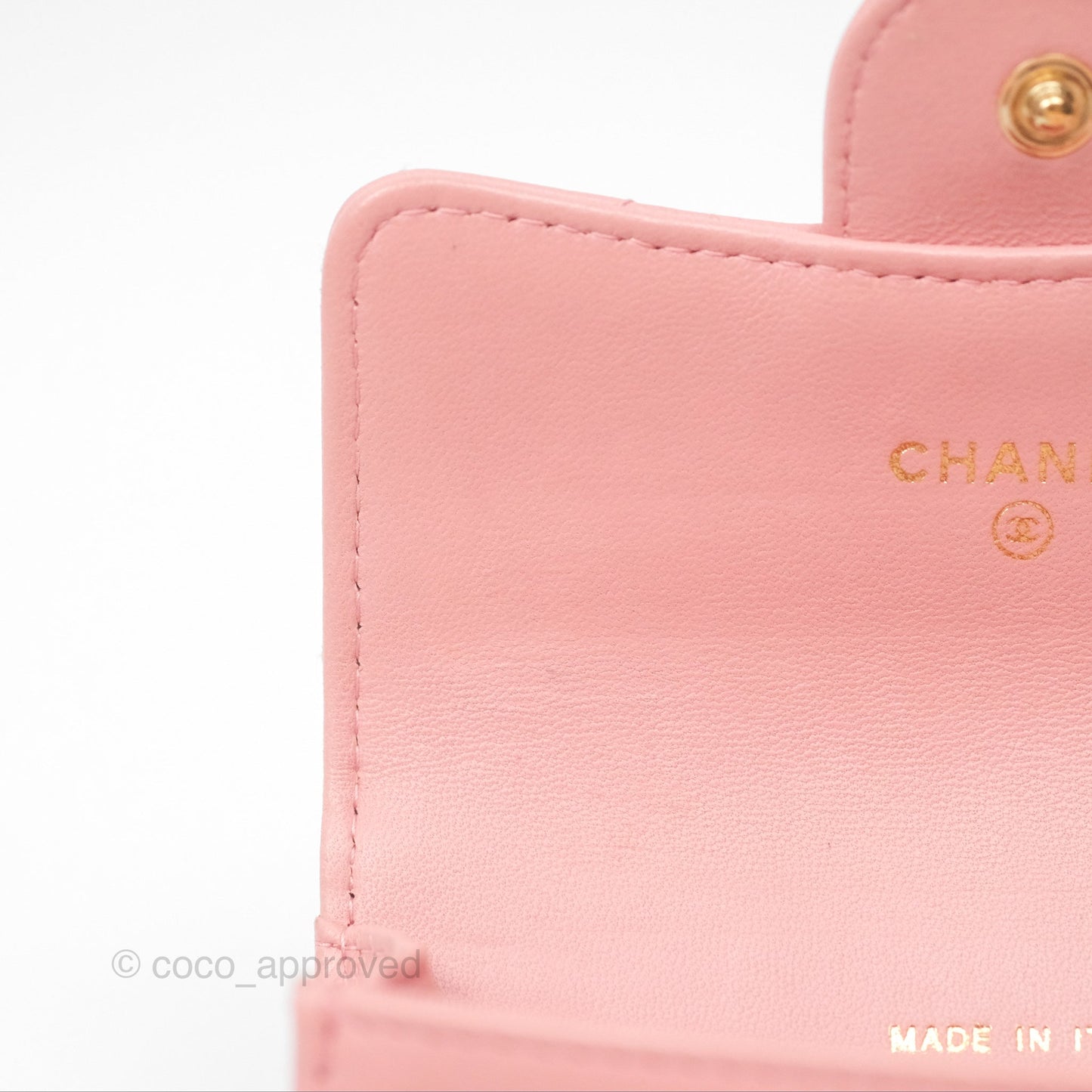Chanel Classic Flap Card Holder Quilted Pink Lambskin Gold Hardware