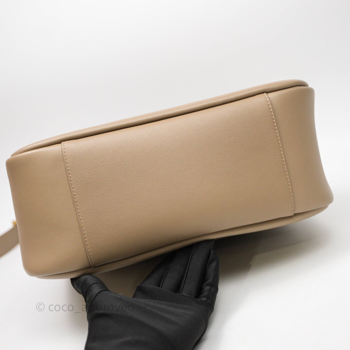 Saint Laurent LE 5 à 7 Supple Large Dusty Grey Grained Leather Gold Hardware