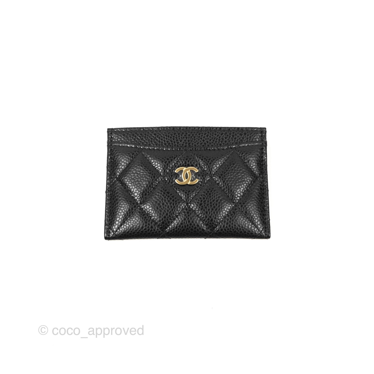Chanel Classic Flat Card Holder Black Caviar Gold Hardware