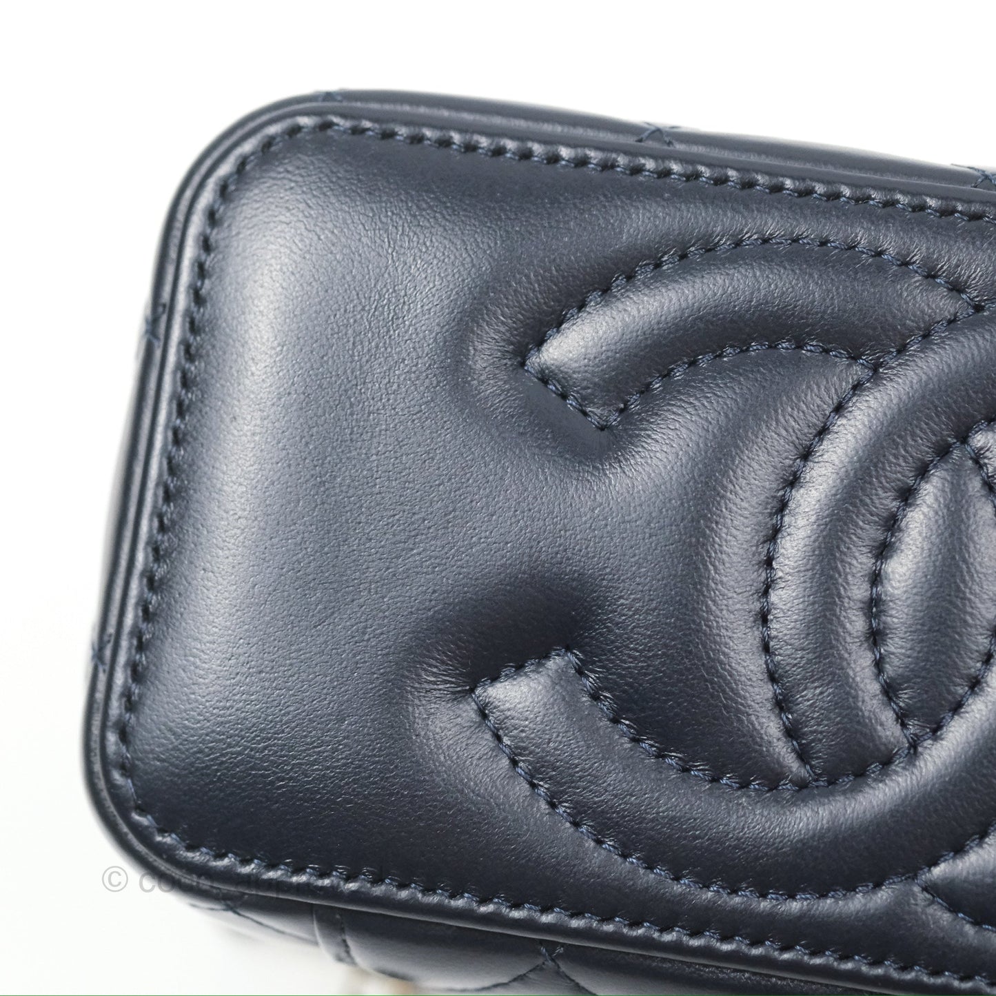 Chanel All Slide Vanity with Adjustable Chain Navy Lambskin Aged Gold Hardware