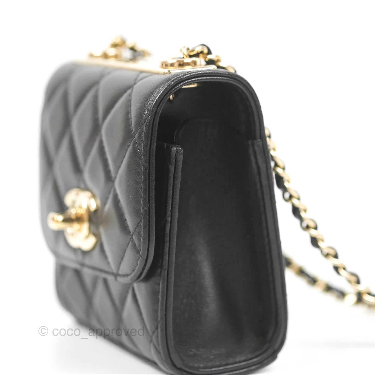 Chanel Mini Quilted Trendy CC Clutch With Chain Black Lambskin Gold Hardware