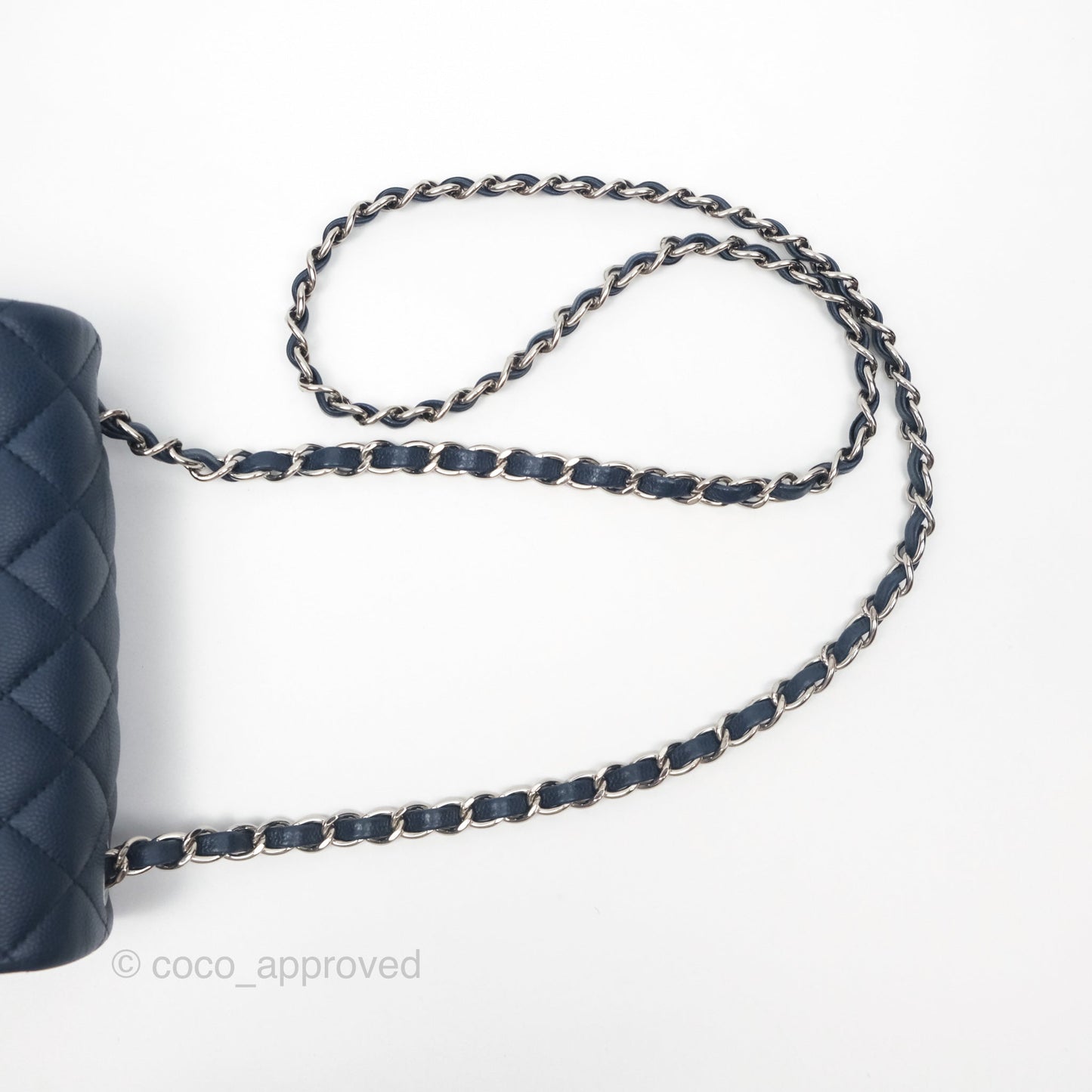 Chanel Mini Square Flap Quilted Navy Caviar Silver Hardware