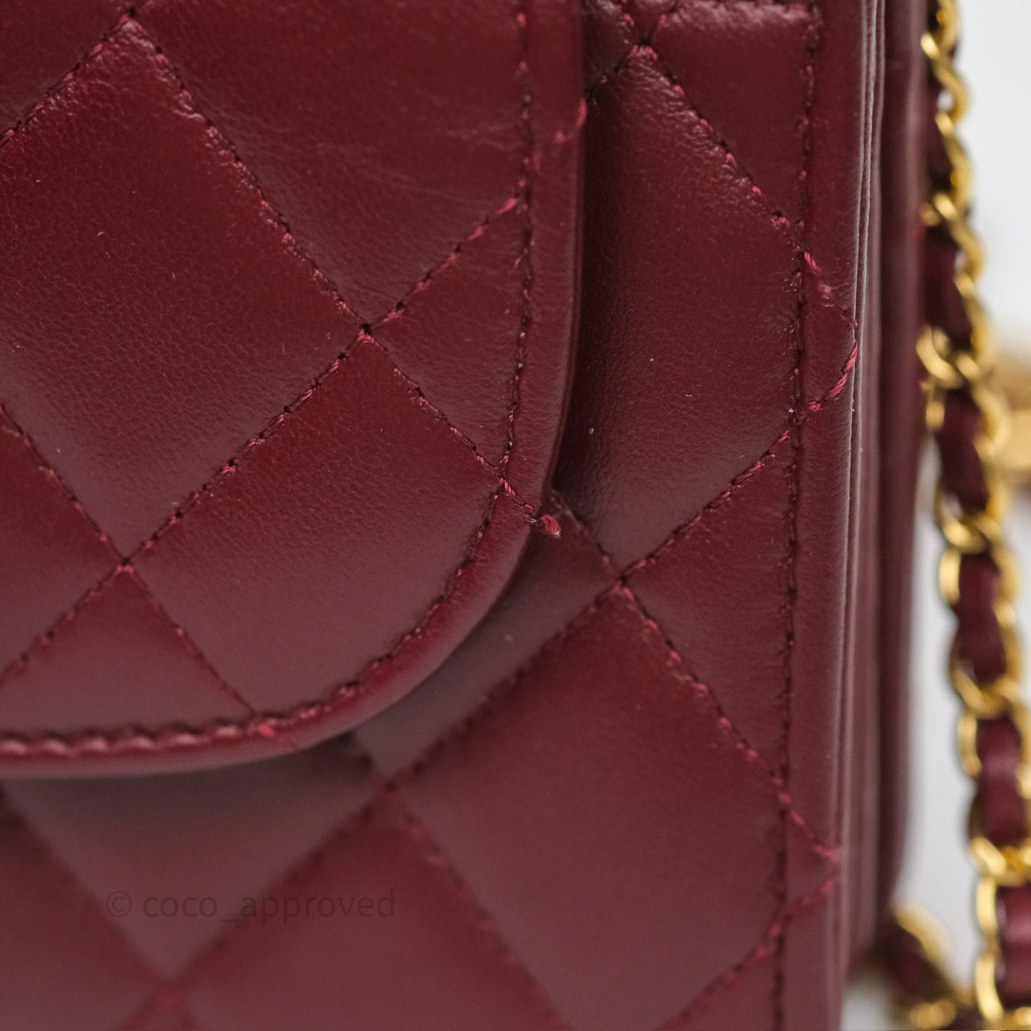Chanel Mini WOC with CC Chain Burgundy Lambskin Gold Hardware 22K