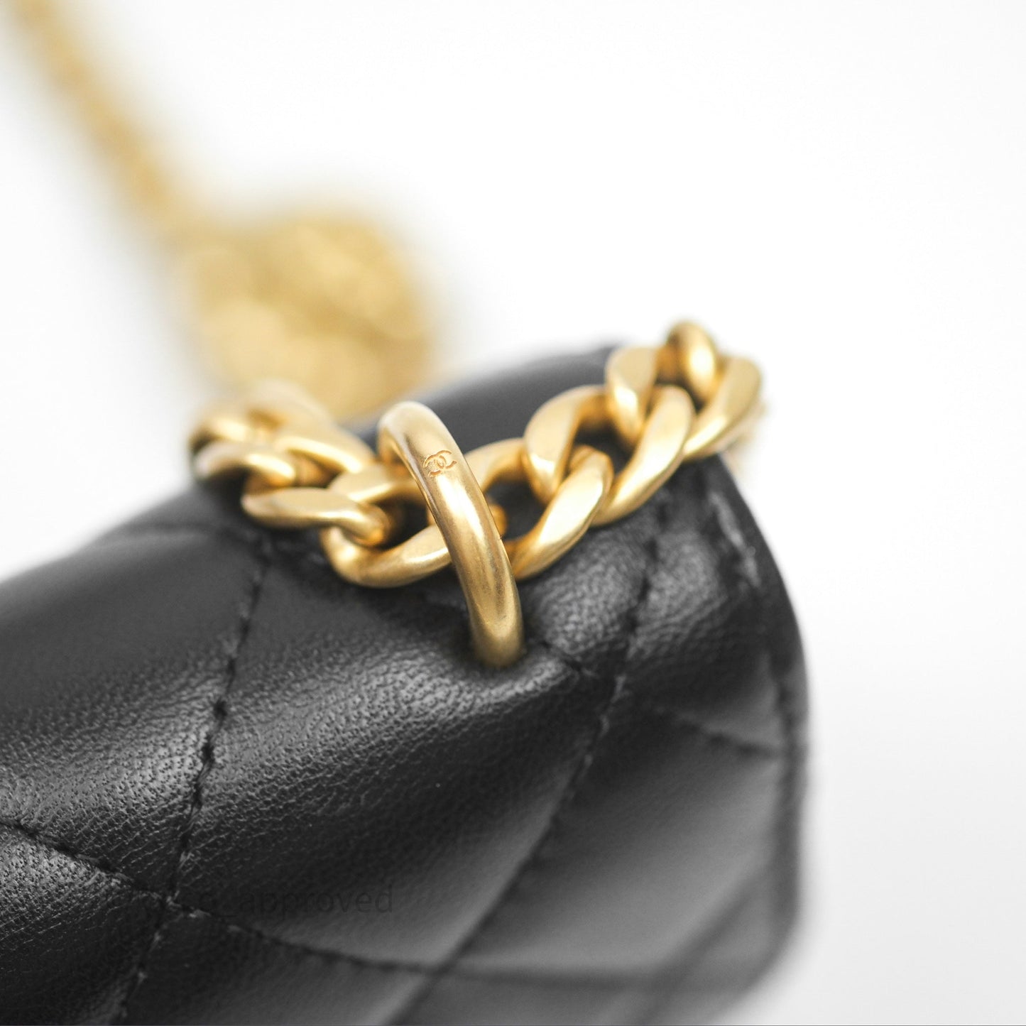 Chanel Mini Clutch With Chain Camellia Adjustable Black Lambskin Aged Gold Hardware