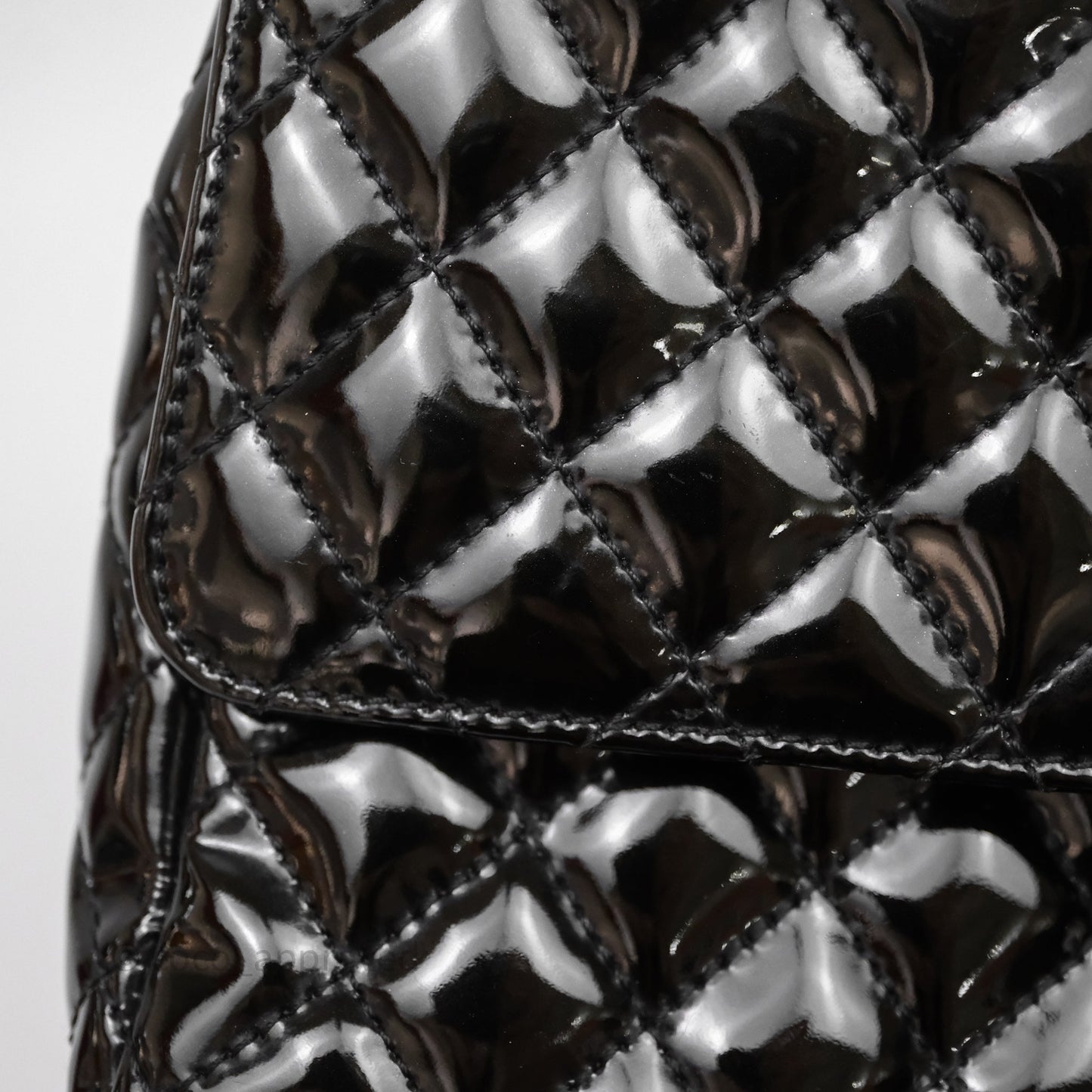 Chanel Quilted Medium Flap Black Patent Silver Hardware