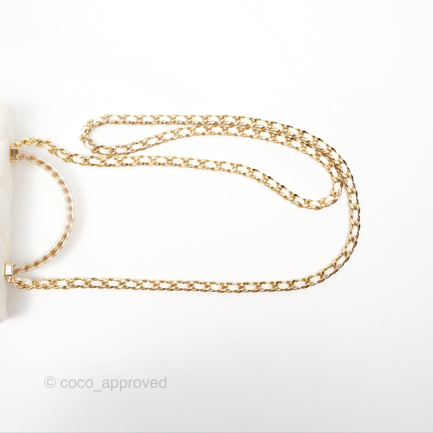 Chanel Top Handle Mini Flap Ivory White Lambskin Gold Hardware