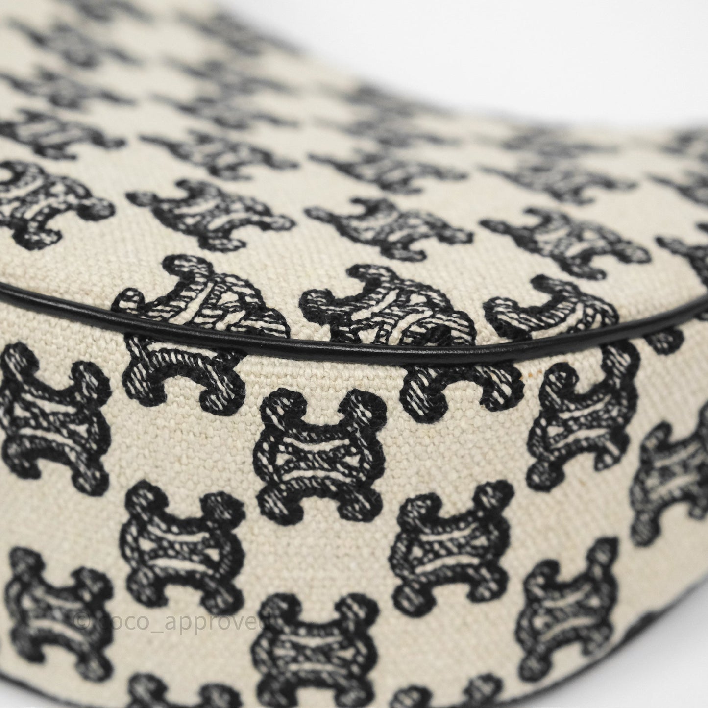 Celine Medium Ava Bag Triomphe Embroidered Black Natural