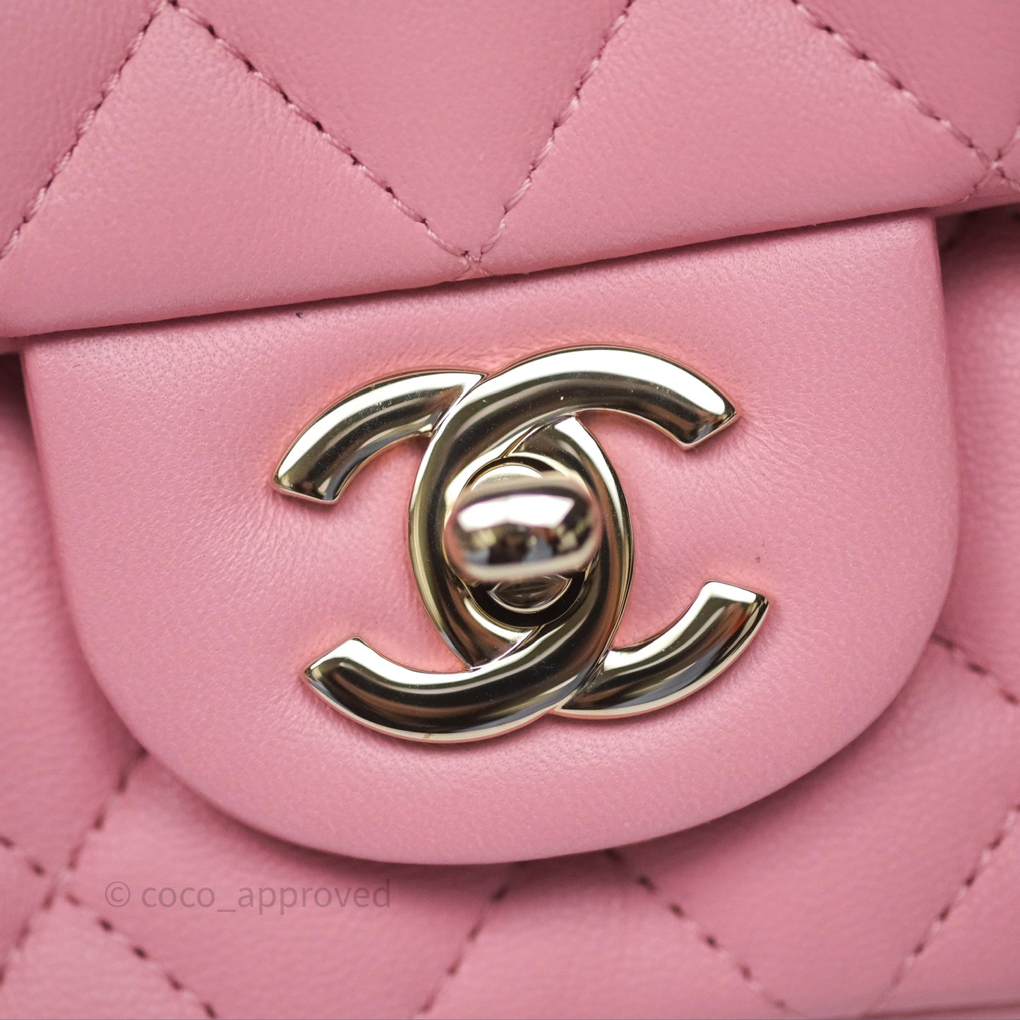 Chanel Mini Square Flap Quilted Pink Lambskin Gold Hardware
