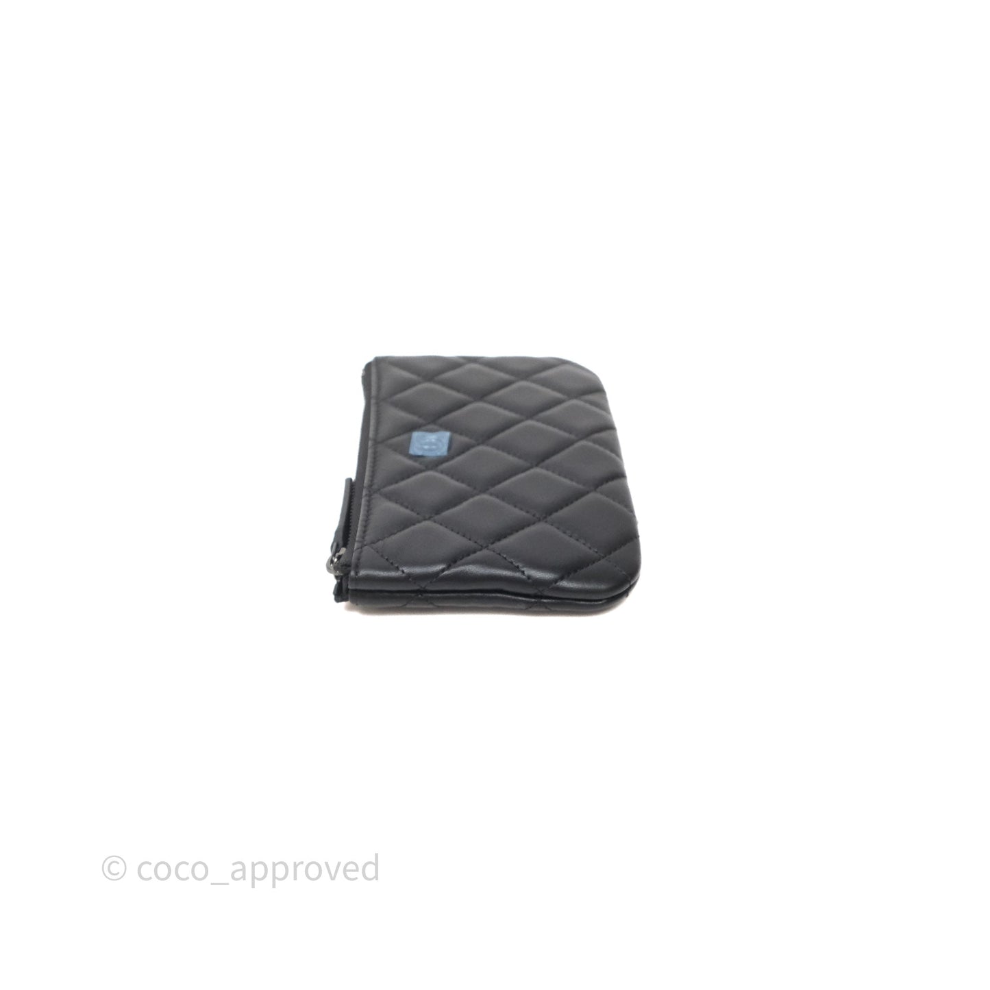 Chanel Classic Mini Quilted O Case So Black Lambskin Black Hardware