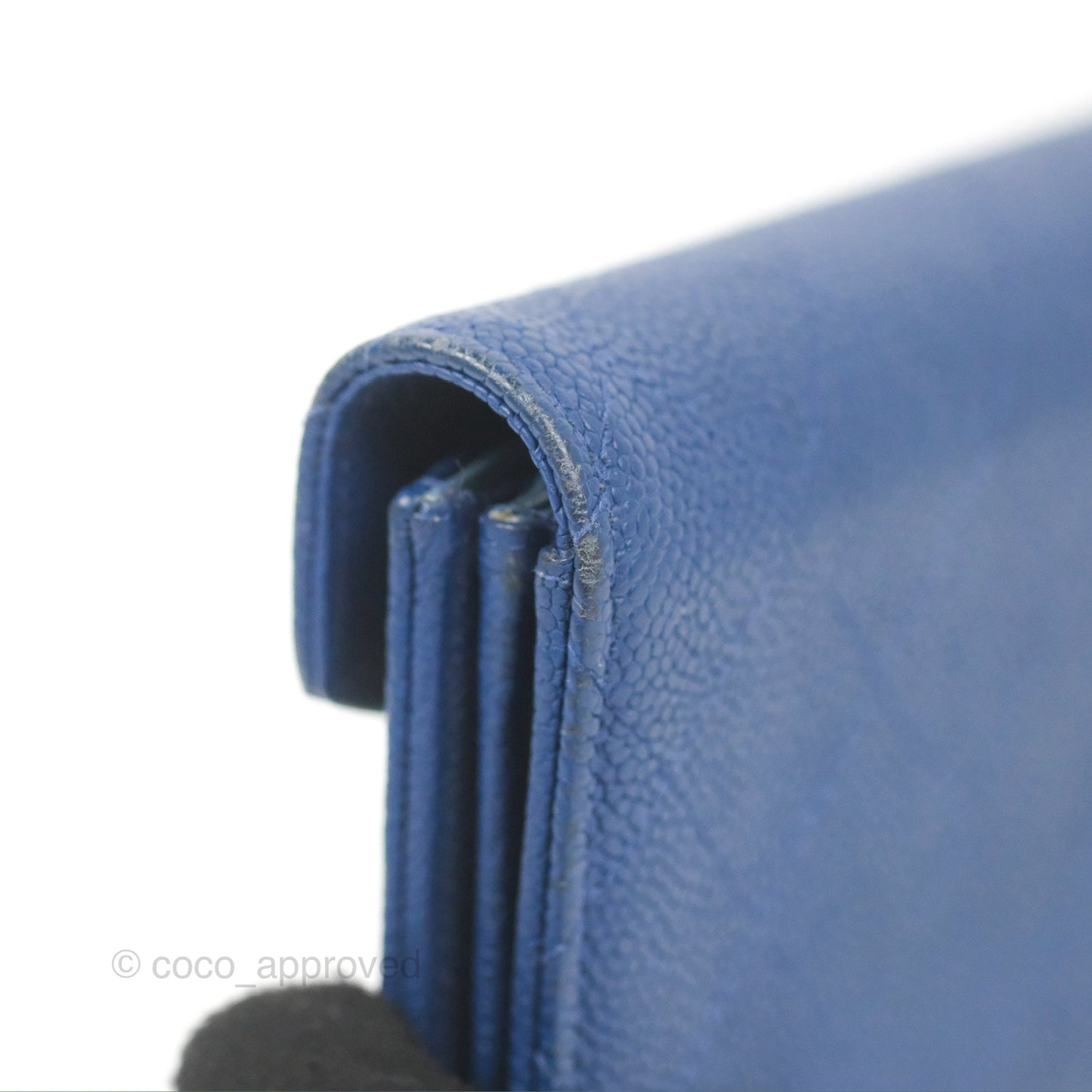 Chanel Quilted Medium Flap Wallet Blue Caviar Gold Hardware