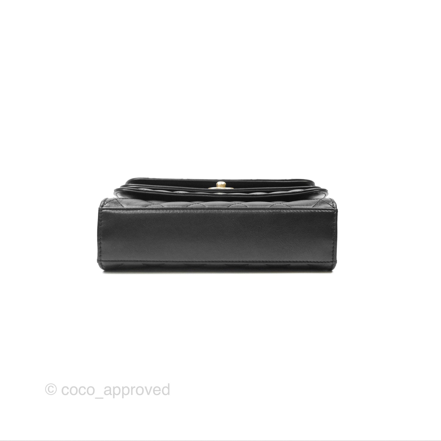 Chanel Triple Flap Bag Quilted Black Calfskin Aged Gold Hardware