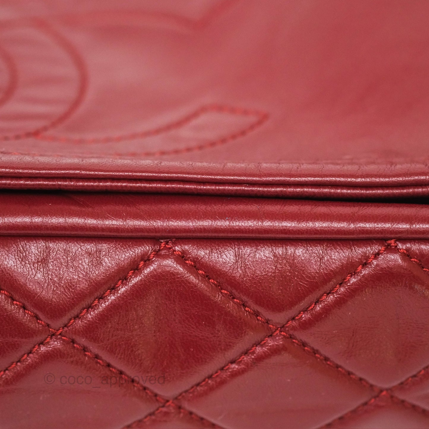 Chanel CC Flap Shoulder Bag Dark Red Crumpled Leather Silver Hardware