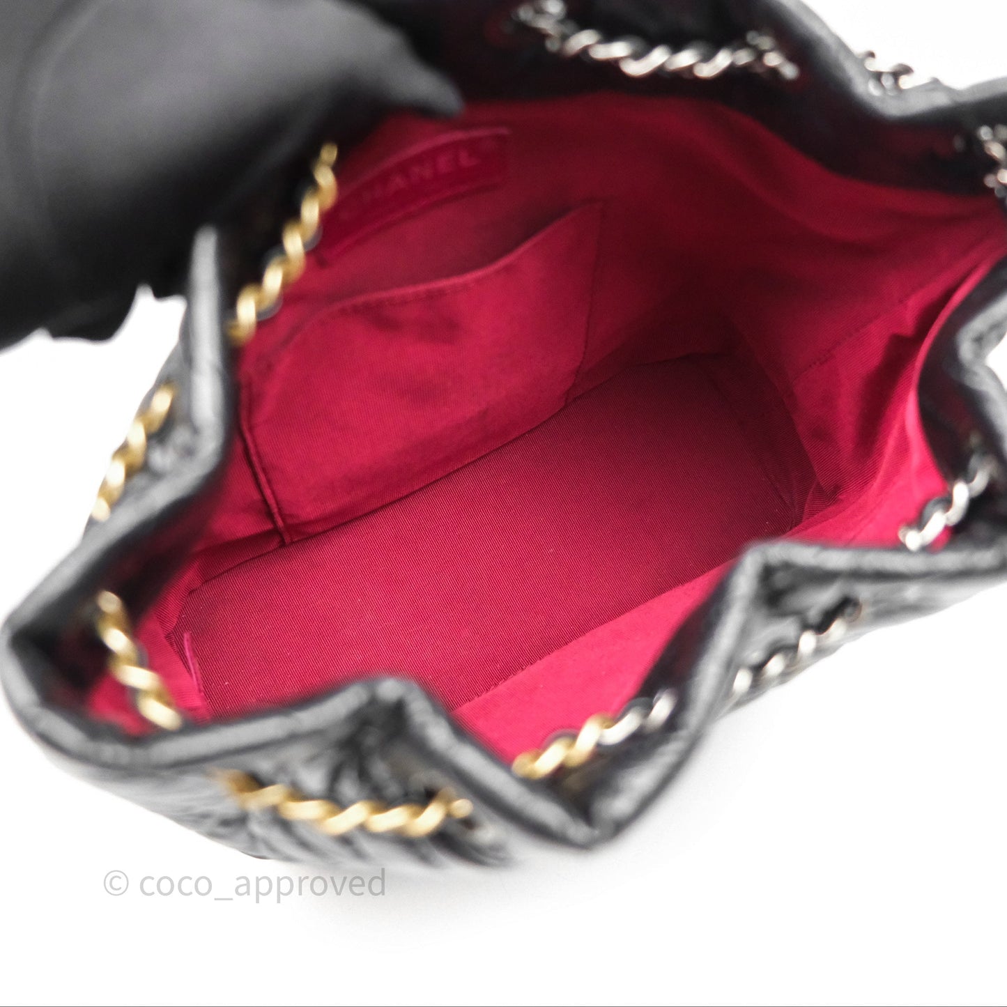 Chanel Small Chevron Gabrielle Backpack Black Aged Calfskin